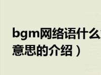 bgm网络语什么意思（关于bgm网络语什么意思的介绍）