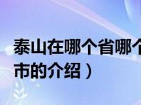 泰山在哪个省哪个市（关于泰山在哪个省哪个市的介绍）