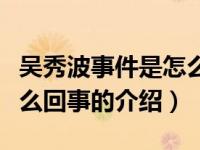 吴秀波事件是怎么回事（关于吴秀波事件是怎么回事的介绍）