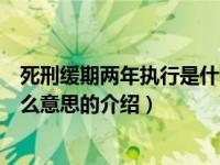 死刑缓期两年执行是什么意思（关于死刑缓期两年执行是什么意思的介绍）