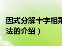 因式分解十字相乘法（关于因式分解十字相乘法的介绍）