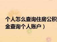 个人怎么查询住房公积金查询个人账户（怎么查询住房公积金查询个人账户）