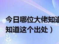 今日哪位大佬知道这个出处的意思（哪位大佬知道这个出处）