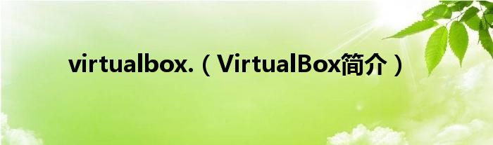 virtualbox.（VirtualBox简介）