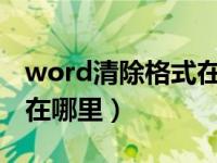 word清除格式在哪里2003（word清除格式在哪里）