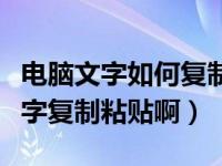 电脑文字如何复制粘贴（怎样在电脑上进行文字复制粘贴啊）