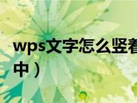 wps文字怎么竖着居中（wps文字怎么竖排居中）