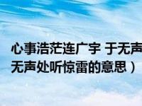 心事浩茫连广宇 于无声处听惊雷怎么用（心事浩茫连广宇于无声处听惊雷的意思）