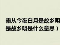 露从今夜白月是故乡明是什么意思月是故乡（露从今夜白月是故乡明是什么意思）