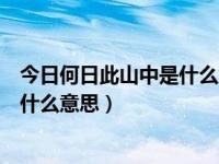 今日何日此山中是什么意思（今日山无棱天地合乃敢与君绝什么意思）