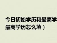 今日初始学历和最高学历怎么填写才正确（今日初始学历和最高学历怎么填）