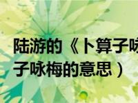 陆游的《卜算子咏梅》翻译（今日陆游的卜算子咏梅的意思）