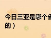 今日三亚是哪个省的核酸（今日三亚是哪个省的）