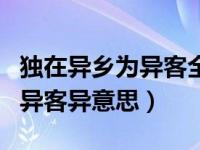 独在异乡为异客全诗文意思（今日独在异乡为异客异意思）