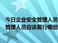 今日企业安全管理人员应该履行哪些职责呢（今日企业安全管理人员应该履行哪些职责）