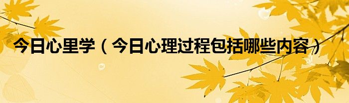 今日心里学（今日心理过程包括哪些内容）