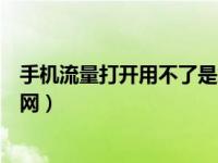 手机流量打开用不了是怎么回事（今日手机流量打开上不了网）