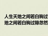 人生天地之间若白驹过隙忽然而已说明了什么（今日人生天地之间若白驹过隙忽然而已的意思）