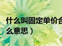 什么叫固定单价合同（今日固定单价合同是什么意思）