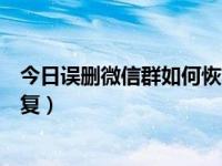 今日误删微信群如何恢复聊天记录（今日误删微信群如何恢复）