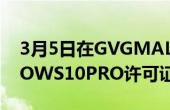 3月5日在GVGMALL以最低价格获得WINDOWS10PRO许可证