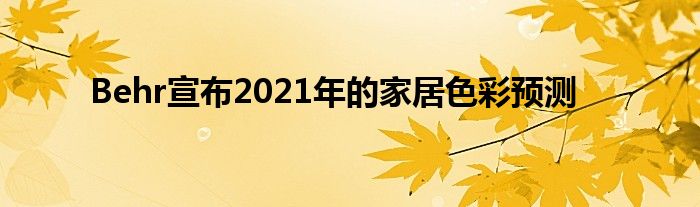 Behr宣布2021年的家居色彩预测